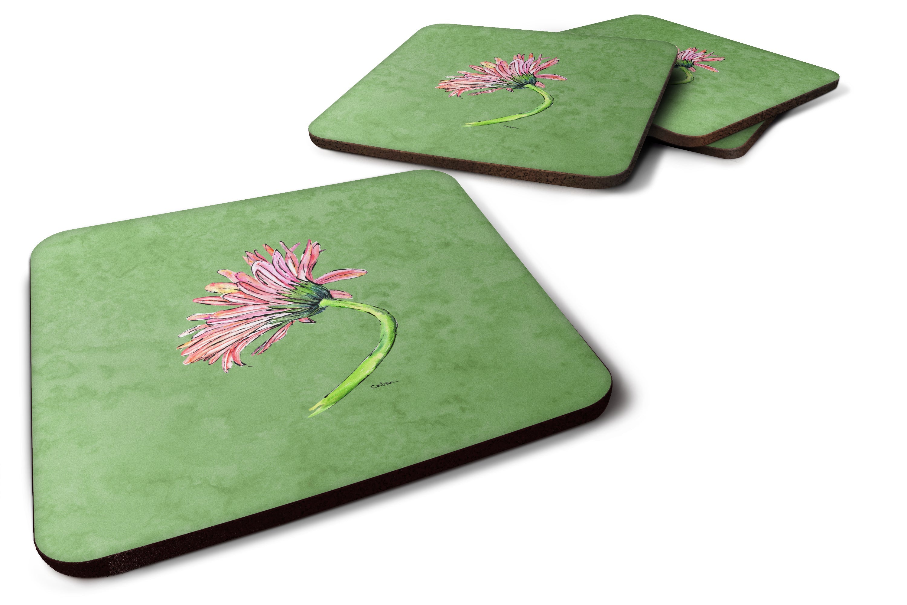Gerber Daisy Pink Foam Coasters Set of 4 Cup Coasters for Indoor Outdoor, Tabletop Protection, Anti Slip, Mouse pad Material