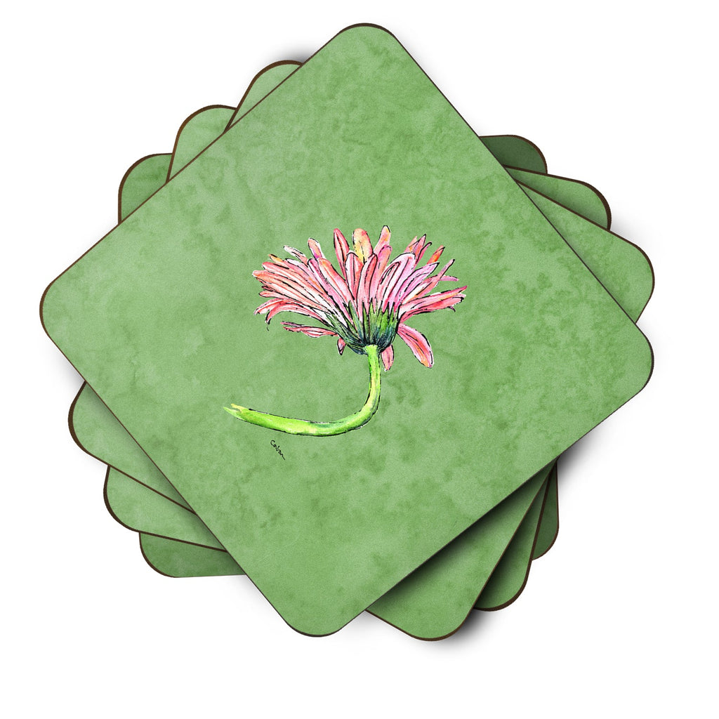 Gerber Daisy Pink Foam Coasters Set of 4 Cup Coasters for Indoor Outdoor, Tabletop Protection, Anti Slip, Mouse pad Material