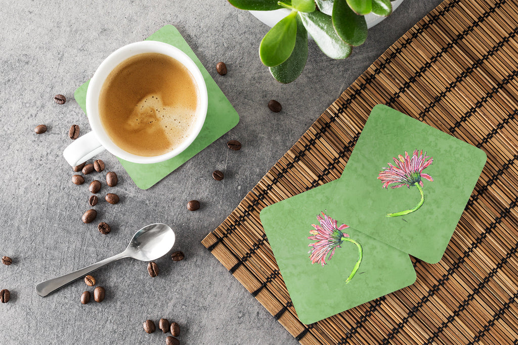 Gerber Daisy Pink Foam Coasters Set of 4 Cup Coasters for Indoor Outdoor, Tabletop Protection, Anti Slip, Mouse pad Material