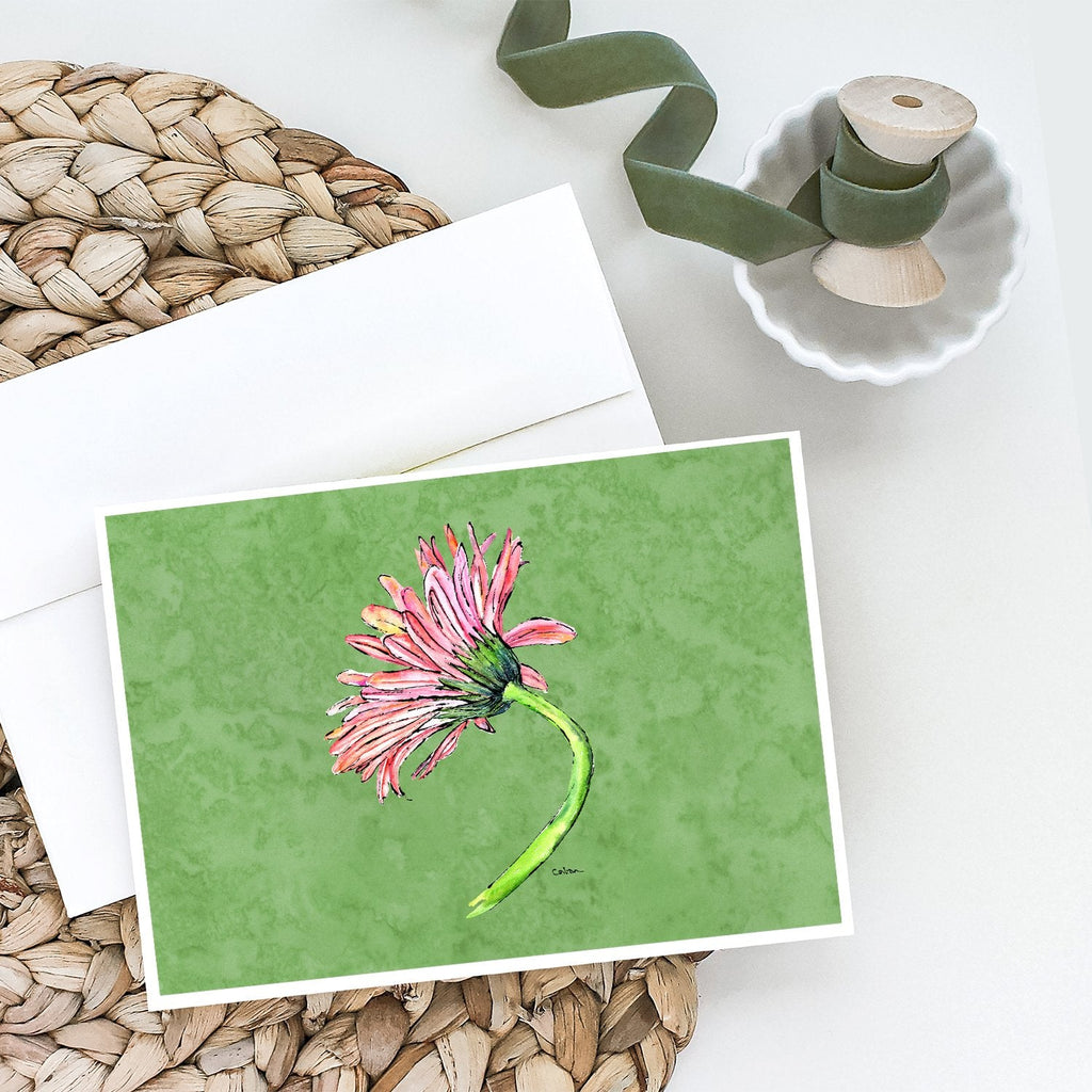 Gerber Daisy Pink Greeting Cards Pack of 8 Blank Cards with Envelopes Whimsical A7 Size 5x7