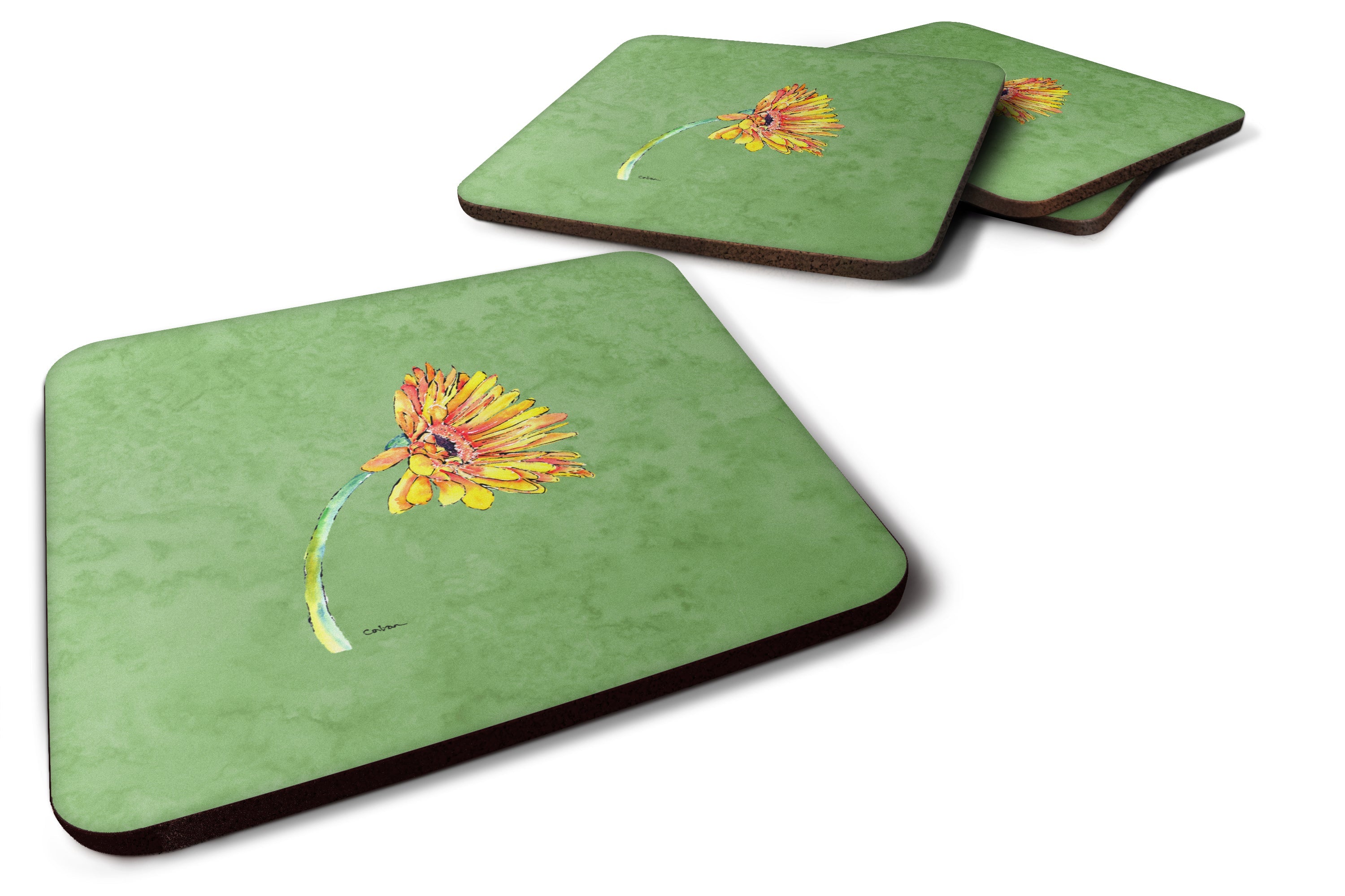 Gerber Daisy Orange Foam Coasters Set of 4 Cup Coasters for Indoor Outdoor, Tabletop Protection, Anti Slip, Mouse pad Material
