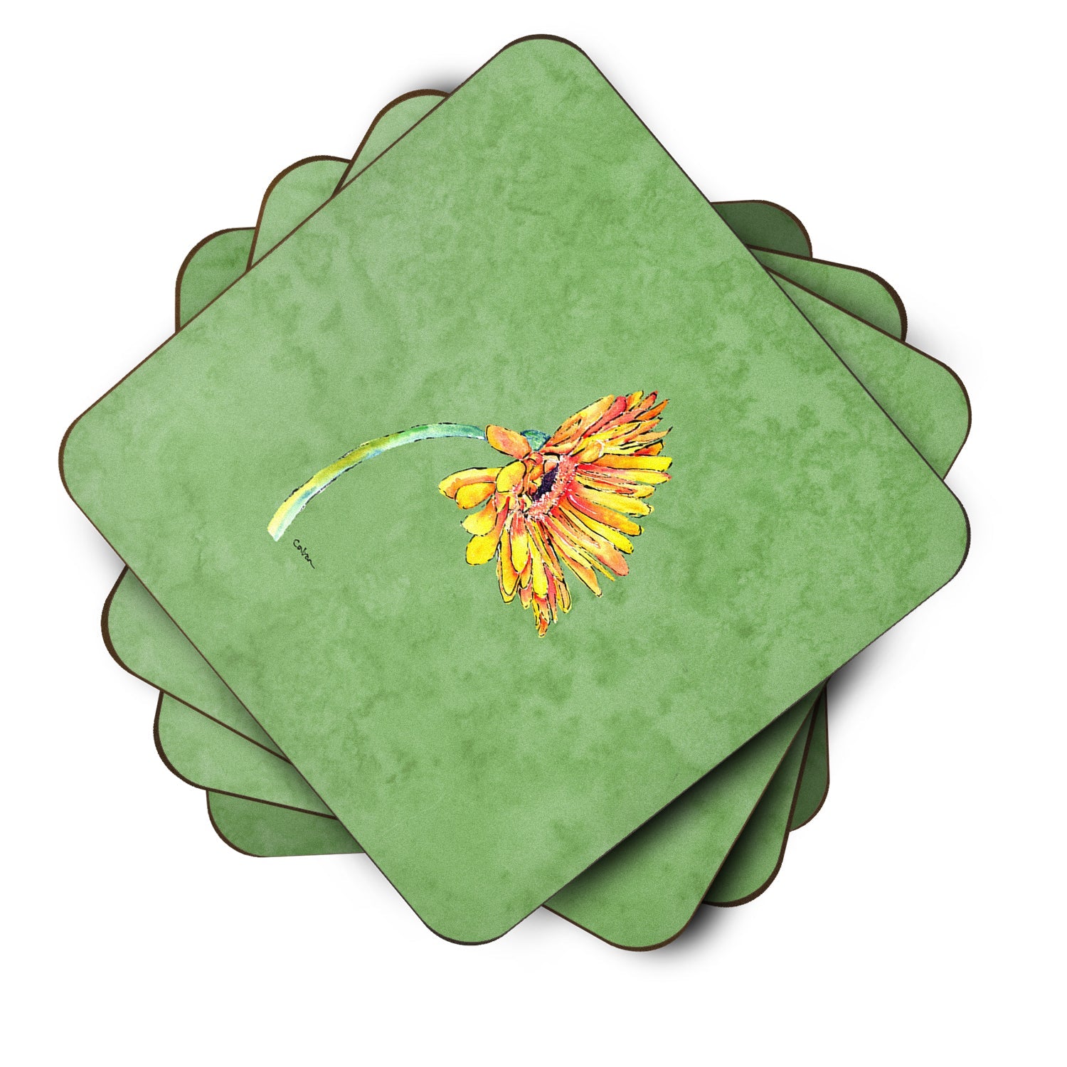 Gerber Daisy Orange Foam Coasters Set of 4 Cup Coasters for Indoor Outdoor, Tabletop Protection, Anti Slip, Mouse pad Material