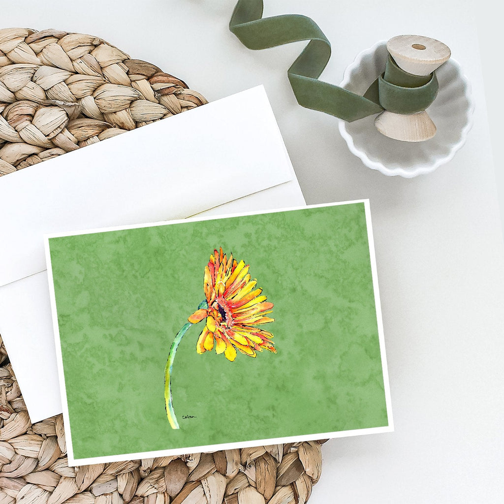 Gerber Daisy Orange Greeting Cards Pack of 8 Blank Cards with Envelopes Whimsical A7 Size 5x7