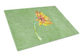 Gerber Daisy Orange Cutting Board Tempered Glass Kitchen Cutting Surface, Heat Resistant Chopping, Non-Slip Feet, Food Prep & Serving