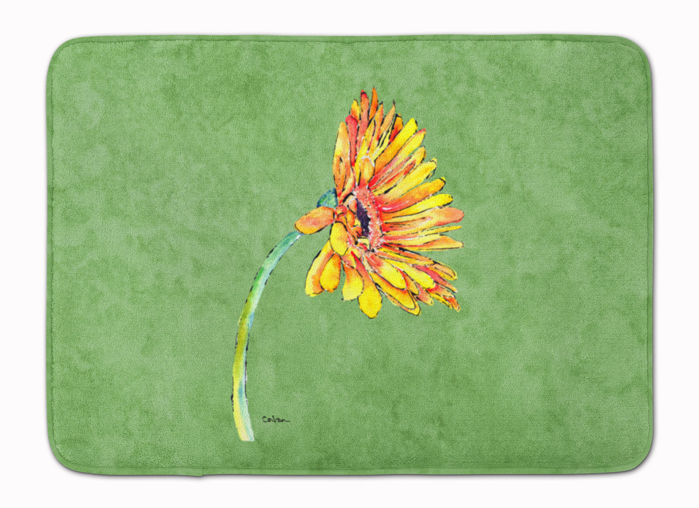 Gerber Daisy Orange Memory Foam Kitchen Mat Machine Washable Anti-Fatigue Cushion Comfort Bath or Kitchen Rug