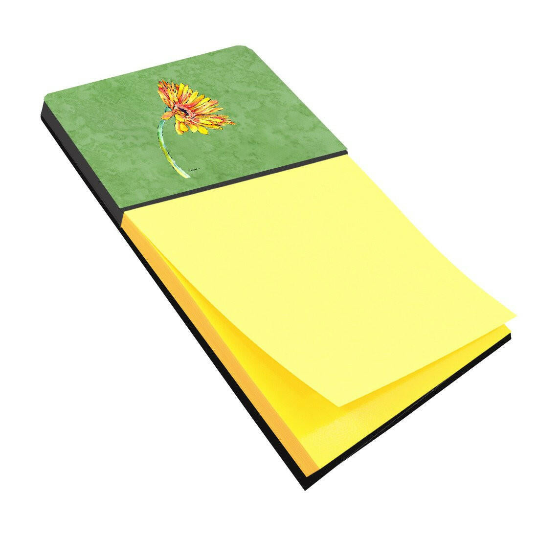 Gerber Daisy Orange Watercolor Sticky Note Holder Refillable Dispenser Desk Accessory 3x3 Pad Gift