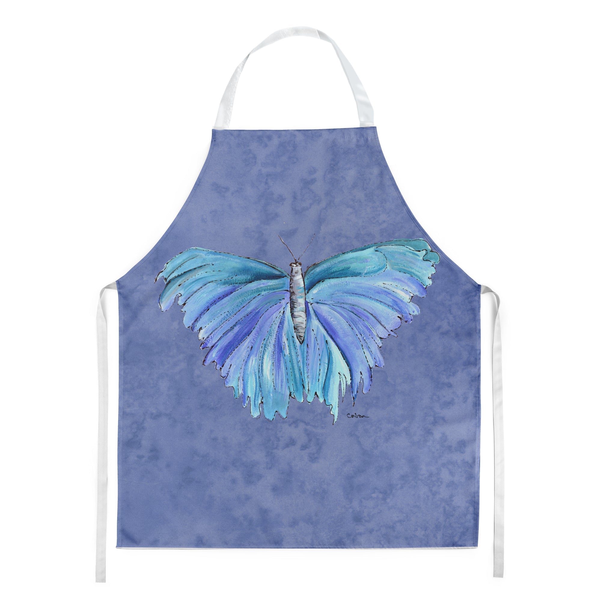 Butterfly on Slate Blue Apron Cooking Kitchen Server Baking Crafts Gardening for Adult Women Men, Unisex, Large, Multicolor