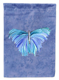 Butterfly on Slate Blue House Flag 28x40 Porch Sleeve Pole Decorative Outside Yard Banner Artwork Wall Hanging, Polyester