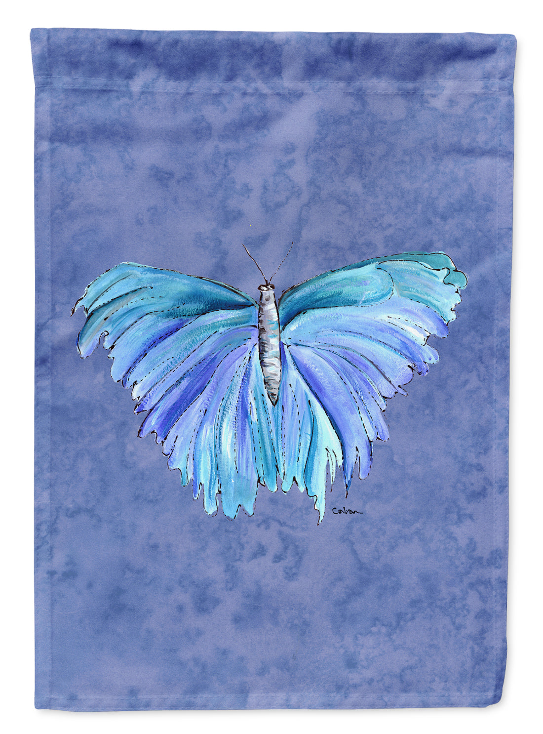 Butterfly on Slate Blue House Flag 28x40 Porch Sleeve Pole Decorative Outside Yard Banner Artwork Wall Hanging, Polyester