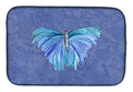 Butterfly on Slate Blue Dish Drying Mat Absorbent Dish Drying Mat Pad for Kitchen Counter Dish Drainer Mat for Countertop, 14 x 21", Multicolor
