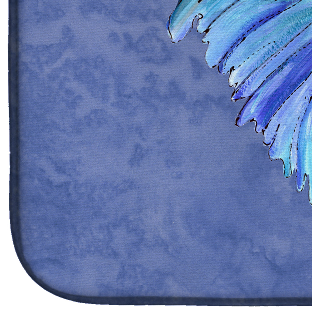 Butterfly on Slate Blue Dish Drying Mat Absorbent Dish Drying Mat Pad for Kitchen Counter Dish Drainer Mat for Countertop, 14 x 21", Multicolor