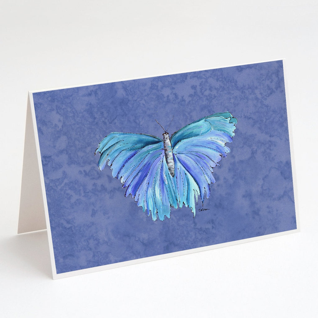 Butterfly on Slate Blue Greeting Cards Pack of 8 Blank Cards with Envelopes Whimsical A7 Size 5x7