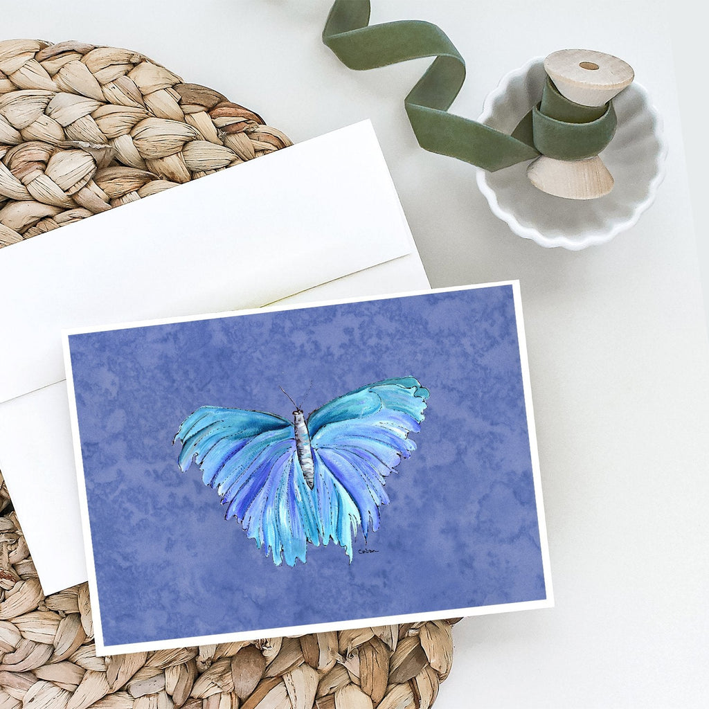 Butterfly on Slate Blue Greeting Cards Pack of 8 Blank Cards with Envelopes Whimsical A7 Size 5x7