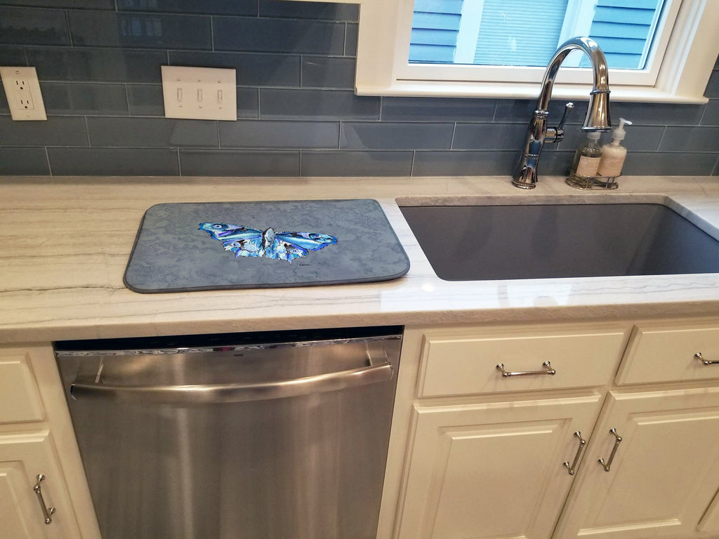 Butterfly on Gray Dish Drying Mat Absorbent Dish Drying Mat Pad for Kitchen Counter Dish Drainer Mat for Countertop, 14 x 21", Multicolor