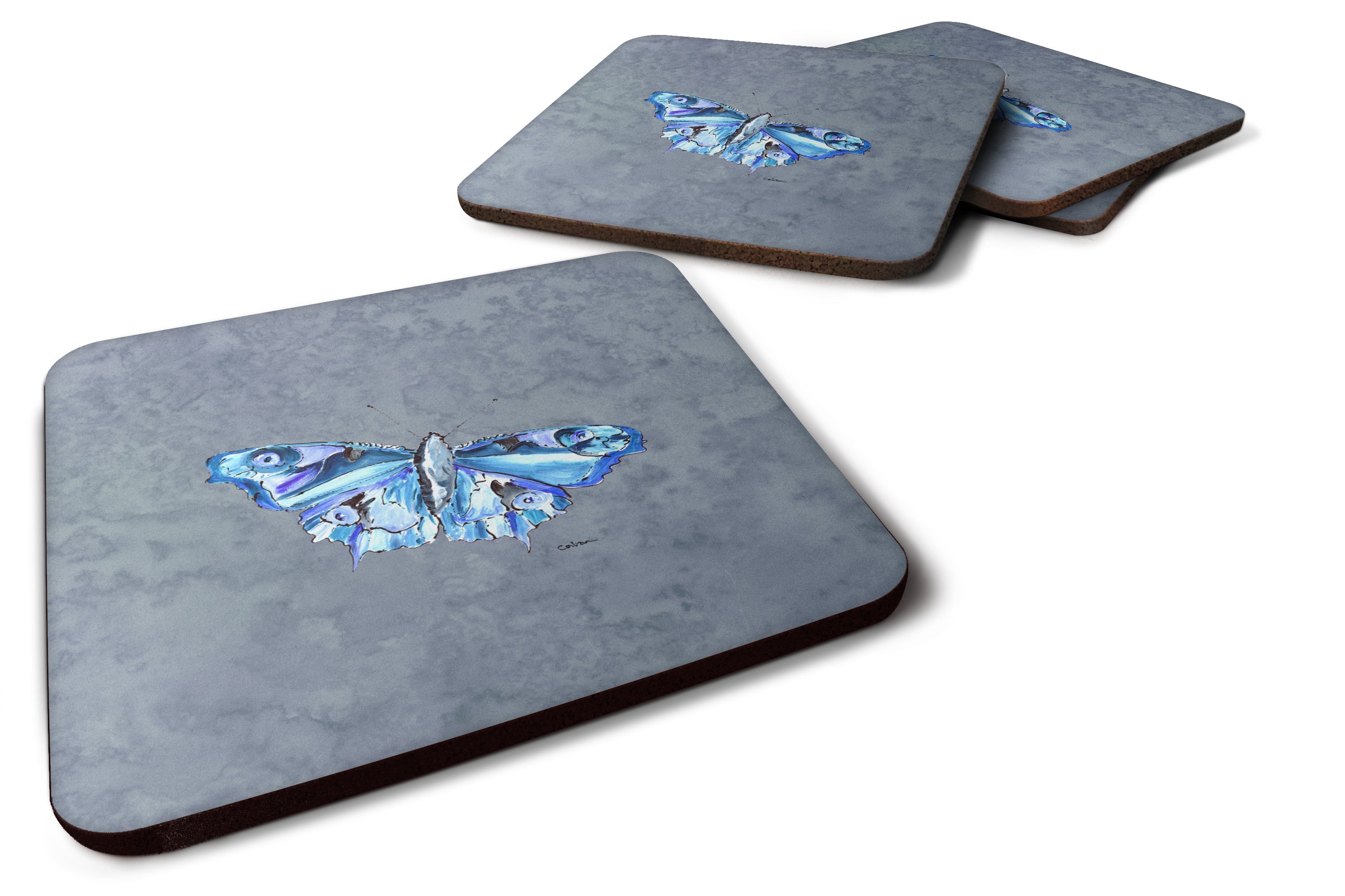 Butterfly on Gray Foam Coasters Set of 4 Cup Coasters for Indoor Outdoor, Tabletop Protection, Anti Slip, Mouse pad Material