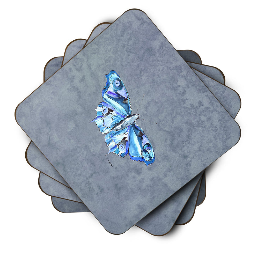 Butterfly on Gray Foam Coasters Set of 4 Cup Coasters for Indoor Outdoor, Tabletop Protection, Anti Slip, Mouse pad Material