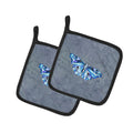 Butterfly on Gray Pot Holder Set of 2 Heat Resistant Quilted Hot Pads 7.5 x 7.5 Inch, Insulated Kitchen Trivets for Cooking & Baking