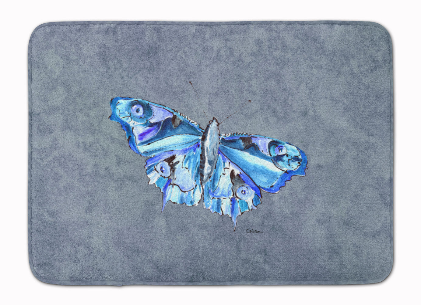 Butterfly on Gray Memory Foam Kitchen Mat Machine Washable Anti-Fatigue Cushion Comfort Bath or Kitchen Rug
