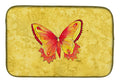 Butterfly on Yellow Dish Drying Mat Absorbent Dish Drying Mat Pad for Kitchen Counter Dish Drainer Mat for Countertop, 14 x 21", Multicolor
