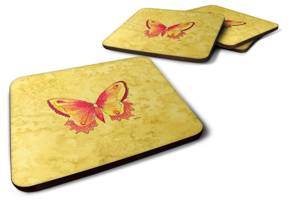 Butterfly on Yellow Foam Coasters Set of 4 Cup Coasters for Indoor Outdoor, Tabletop Protection, Anti Slip, Mouse pad Material