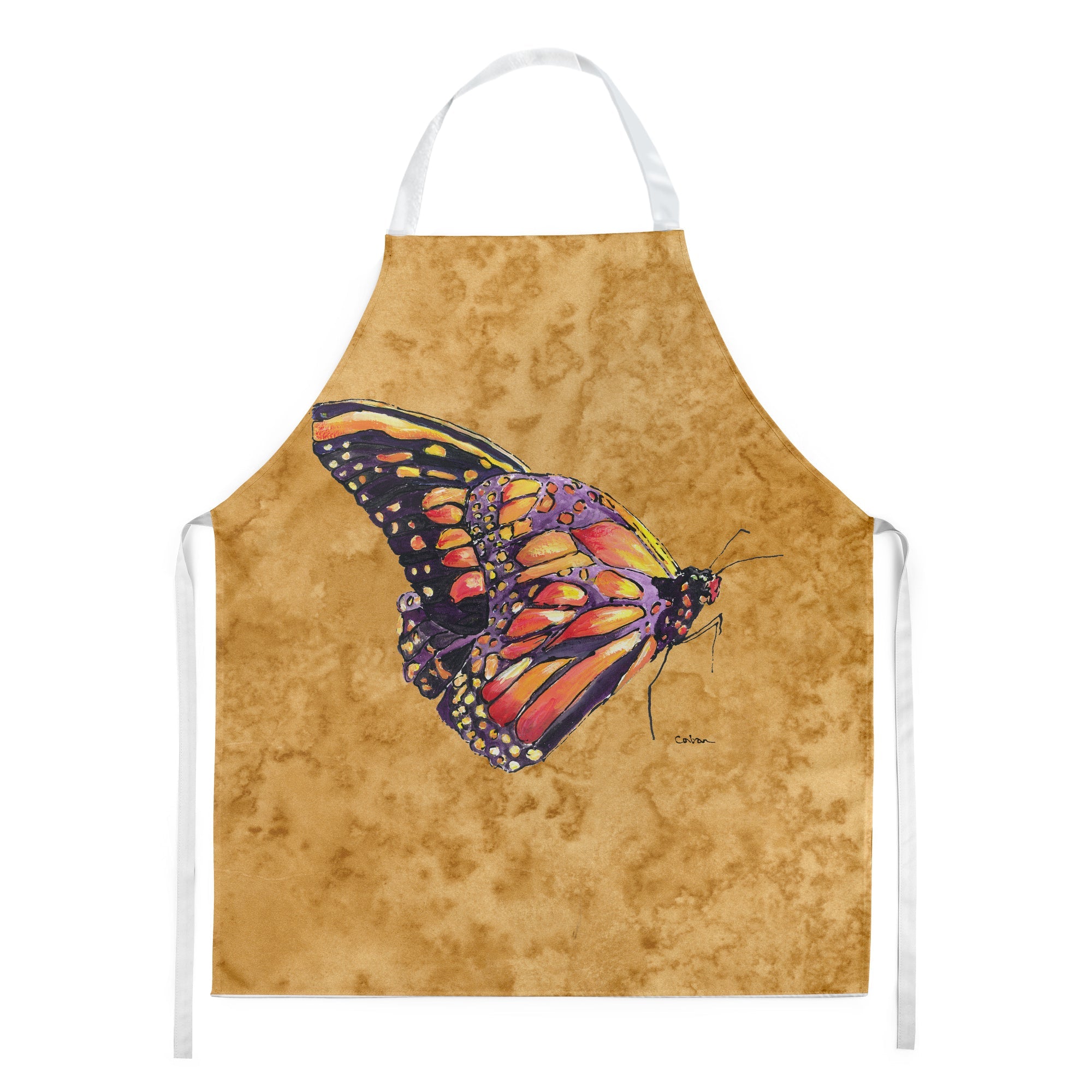 Butterfly on Gold Apron Cooking Kitchen Server Baking Crafts Gardening for Adult Women Men, Unisex, Large, Multicolor