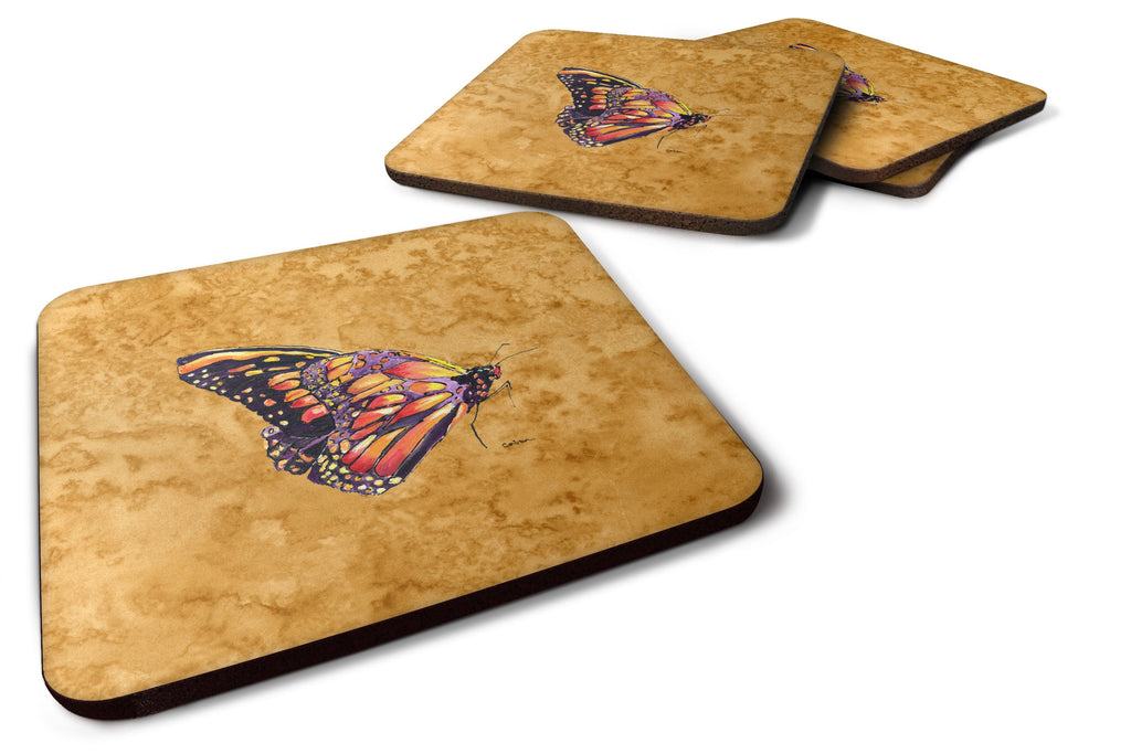 Butterfly on Gold Foam Coasters Set of 4 Cup Coasters for Indoor Outdoor, Tabletop Protection, Anti Slip, Mouse pad Material