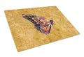 Butterfly on Gold Cutting Board Tempered Glass Kitchen Cutting Surface, Heat Resistant Chopping, Non-Slip Feet, Food Prep & Serving