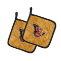 Butterfly on Gold Pot Holder Set of 2 Heat Resistant Quilted Hot Pads 7.5 x 7.5 Inch, Insulated Kitchen Trivets for Cooking & Baking