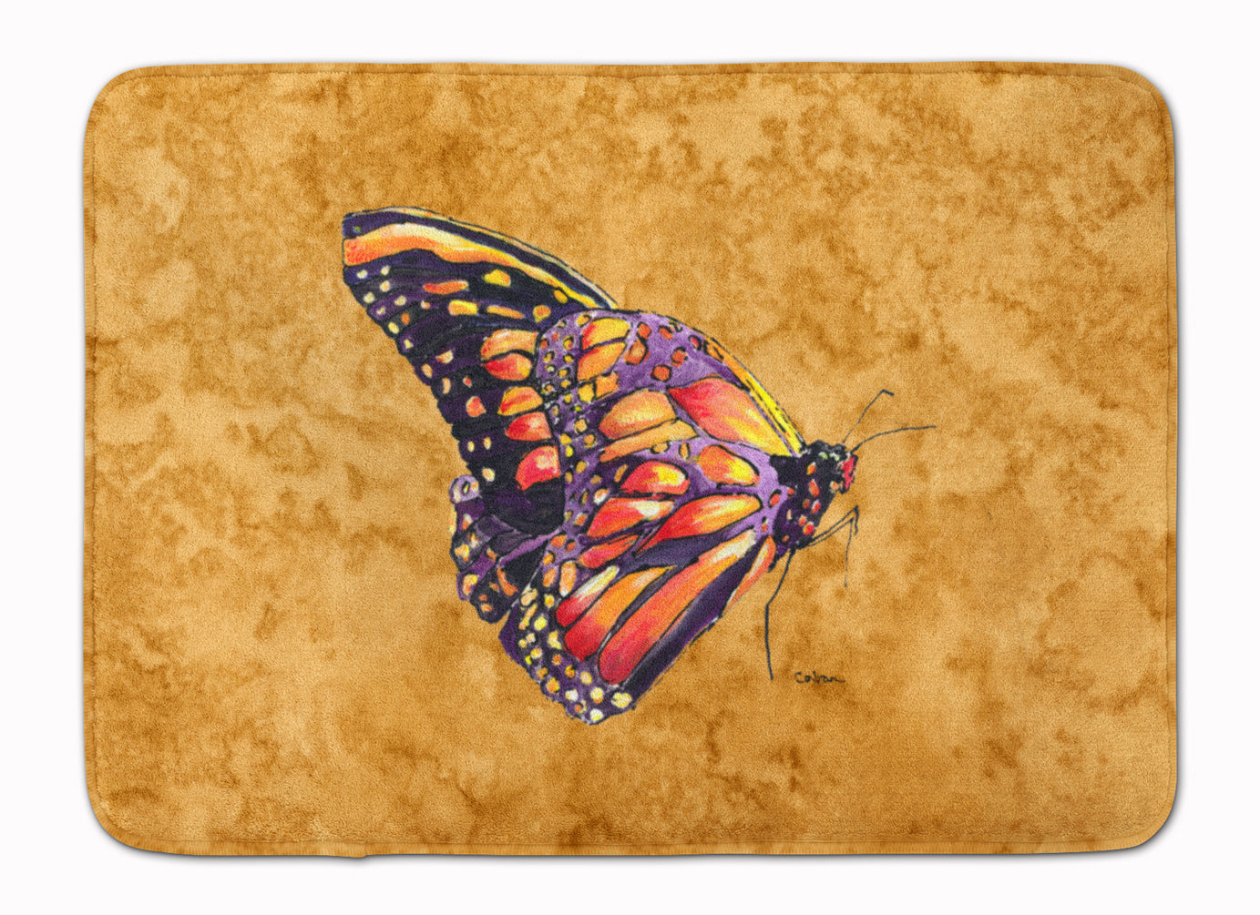 Butterfly on Gold Memory Foam Kitchen Mat Machine Washable Anti-Fatigue Cushion Comfort Bath or Kitchen Rug
