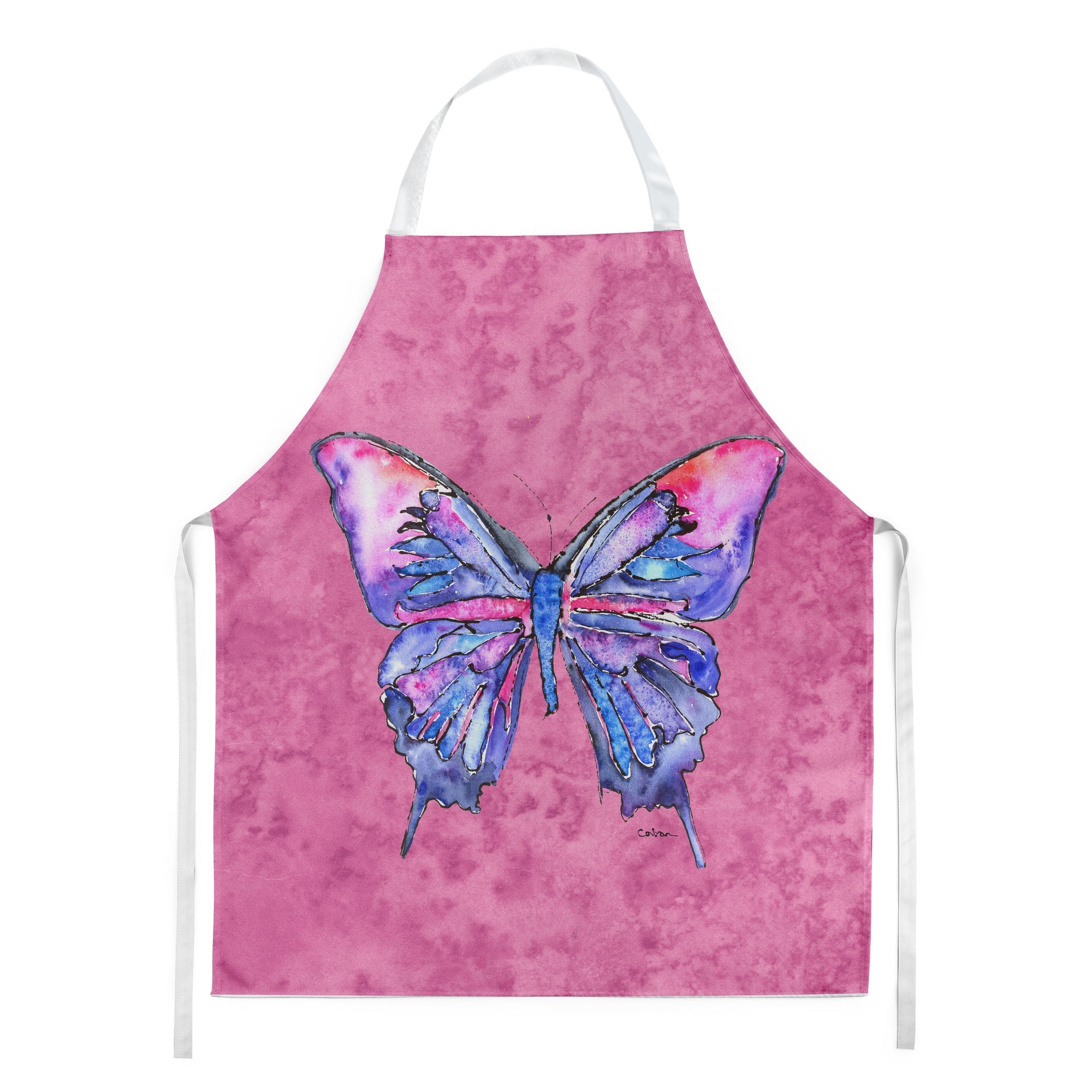 Butterfly on Pink Apron Cooking Kitchen Server Baking Crafts Gardening for Adult Women Men, Unisex, Large, Multicolor