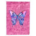 Butterfly on Pink House Flag 28x40 Porch Sleeve Pole Decorative Outside Yard Banner Artwork Wall Hanging, Polyester