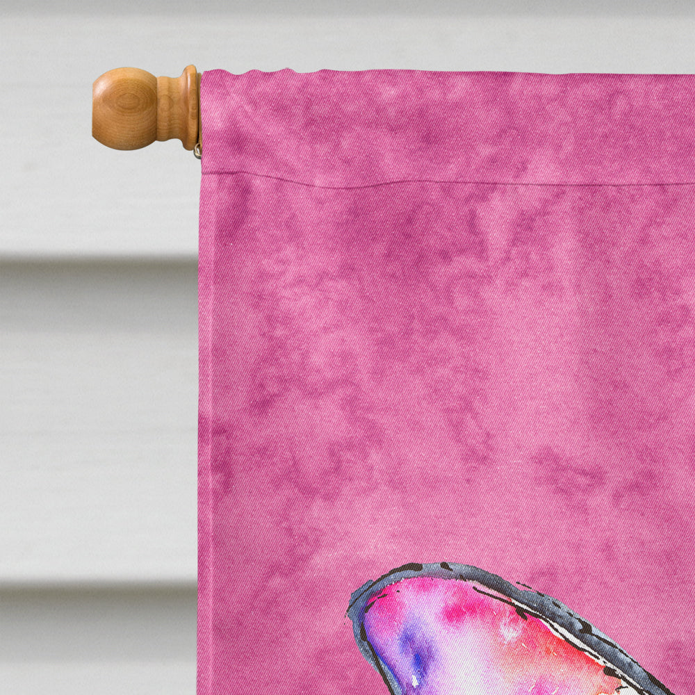 Butterfly on Pink House Flag 28x40 Porch Sleeve Pole Decorative Outside Yard Banner Artwork Wall Hanging, Polyester