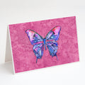 Butterfly on Pink Greeting Cards Pack of 8 Blank Cards with Envelopes Whimsical A7 Size 5x7