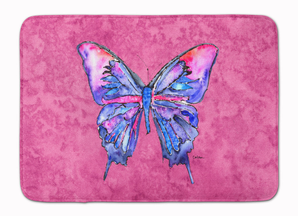 Butterfly on Pink Memory Foam Kitchen Mat Machine Washable Anti-Fatigue Cushion Comfort Bath or Kitchen Rug