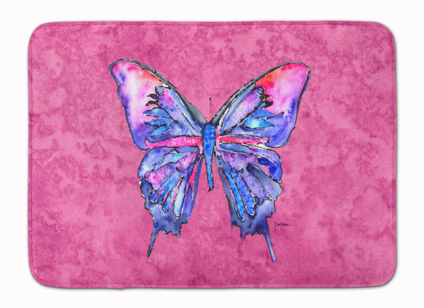 Butterfly on Pink Memory Foam Kitchen Mat Machine Washable Anti-Fatigue Cushion Comfort Bath or Kitchen Rug