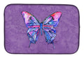 Butterfly on Purple Dish Drying Mat Absorbent Dish Drying Mat Pad for Kitchen Counter Dish Drainer Mat for Countertop, 14 x 21", Multicolor