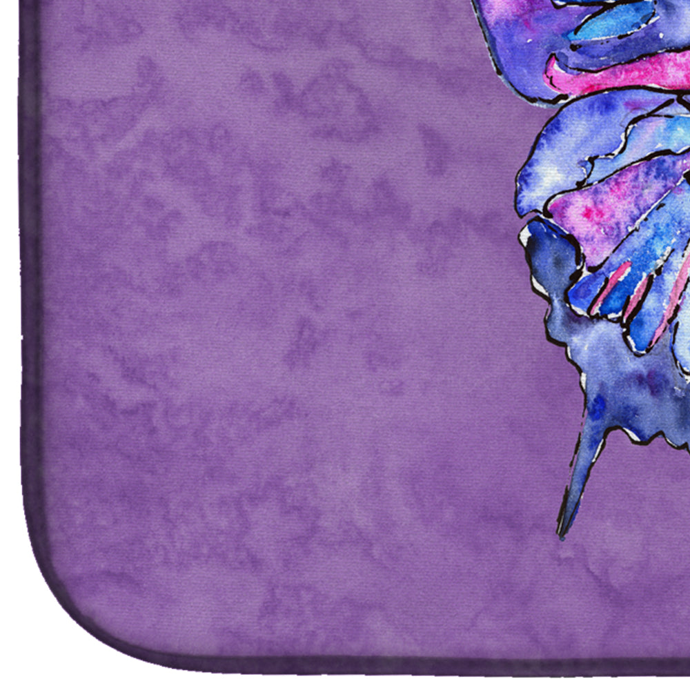 Butterfly on Purple Dish Drying Mat Absorbent Dish Drying Mat Pad for Kitchen Counter Dish Drainer Mat for Countertop, 14 x 21", Multicolor