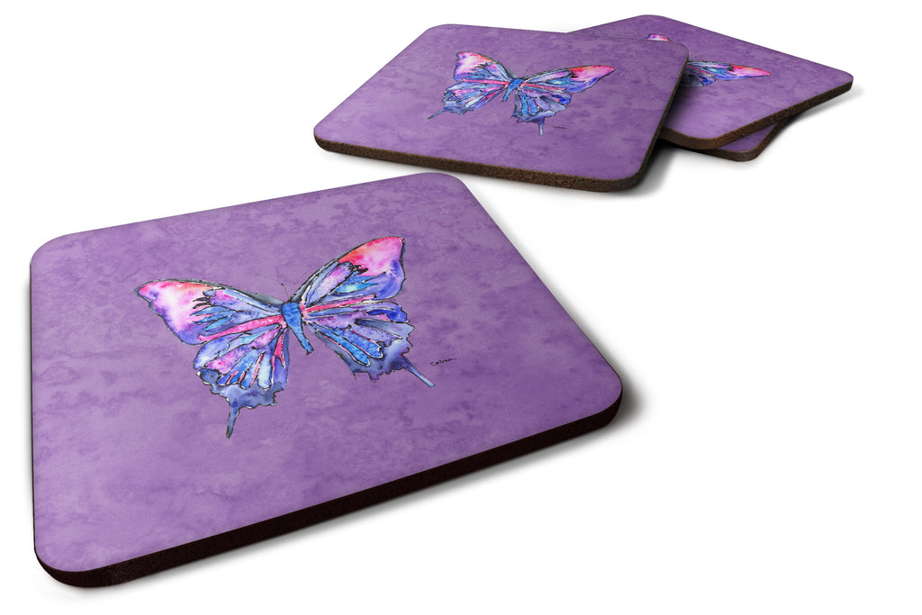 Butterfly on Purple Foam Coasters Set of 4 Cup Coasters for Indoor Outdoor, Tabletop Protection, Anti Slip, Mouse pad Material