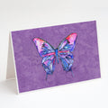 Butterfly on Purple Greeting Cards Pack of 8 Blank Cards with Envelopes Whimsical A7 Size 5x7