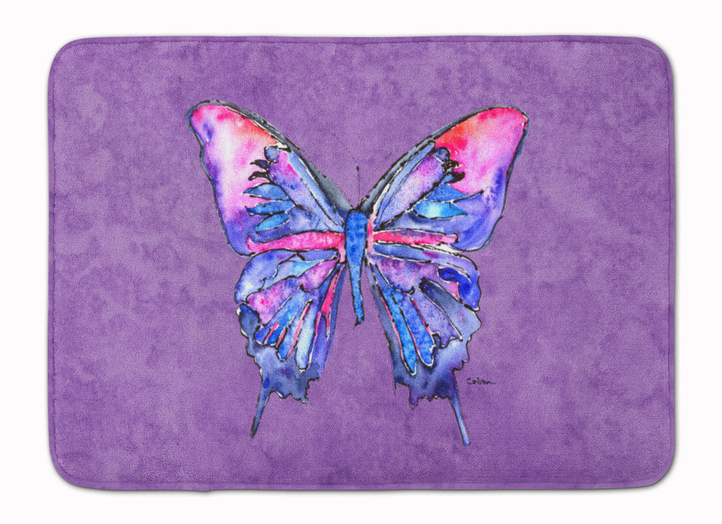 Butterfly on Purple Memory Foam Kitchen Mat Machine Washable Anti-Fatigue Cushion Comfort Bath or Kitchen Rug