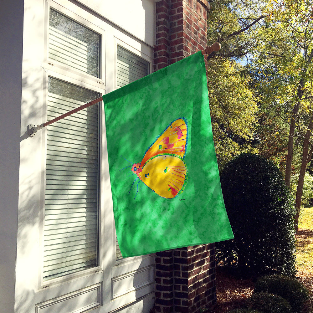 Butterfly Orange on Green House Flag 28x40 Porch Sleeve Pole Decorative Outside Yard Banner Artwork Wall Hanging, Polyester