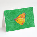 Butterfly Orange on Green Greeting Cards Pack of 8 Blank Cards with Envelopes Whimsical A7 Size 5x7