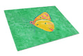 Butterfly Orange on Green Cutting Board Tempered Glass Kitchen Cutting Surface, Heat Resistant Chopping, Non-Slip Feet, Food Prep & Serving