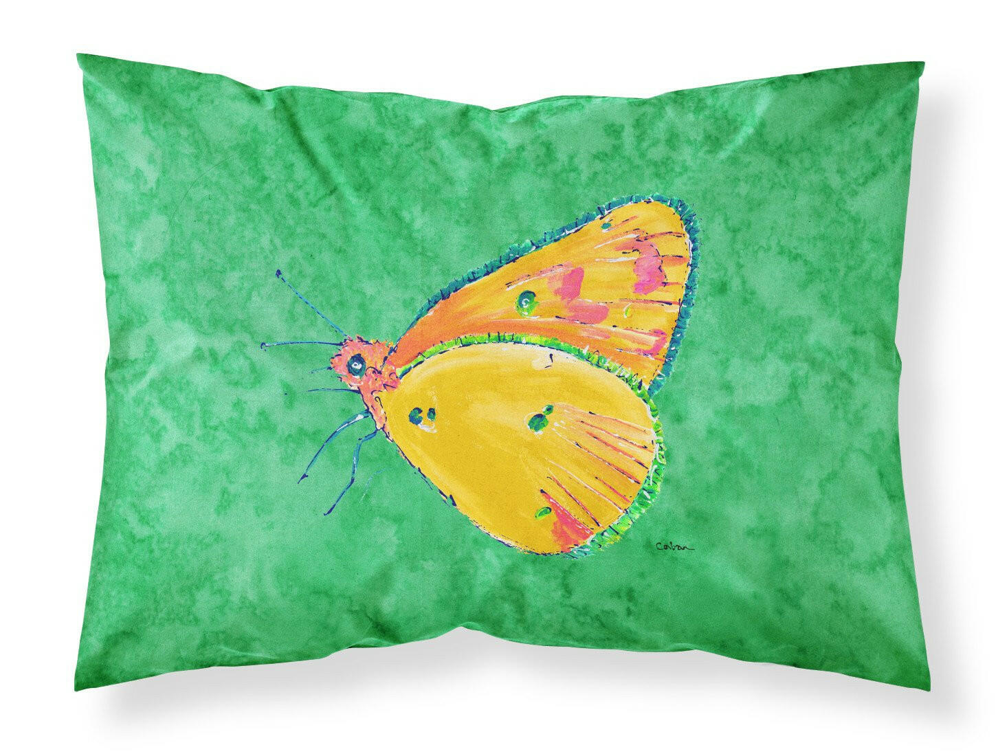 Butterfly Orange on Green Standard Pillowcase Lightweight Super Soft Easy Care Decorative Artwork Pillowcase, Standard