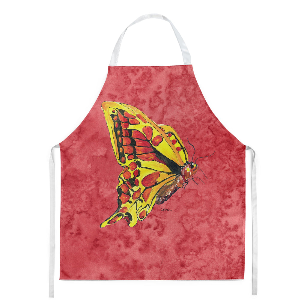 Butterfly on Red Apron Cooking Kitchen Server Baking Crafts Gardening for Adult Women Men, Unisex, Large, Multicolor