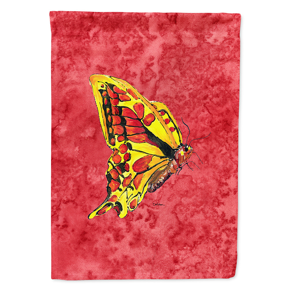 Butterfly on Red House Flag 28x40 Porch Sleeve Pole Decorative Outside Yard Banner Artwork Wall Hanging, Polyester