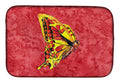 Butterfly on Red Dish Drying Mat Absorbent Dish Drying Mat Pad for Kitchen Counter Dish Drainer Mat for Countertop, 14 x 21", Multicolor