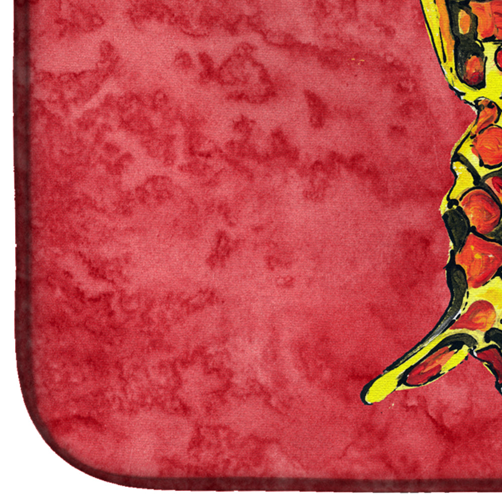 Butterfly on Red Dish Drying Mat Absorbent Dish Drying Mat Pad for Kitchen Counter Dish Drainer Mat for Countertop, 14 x 21", Multicolor