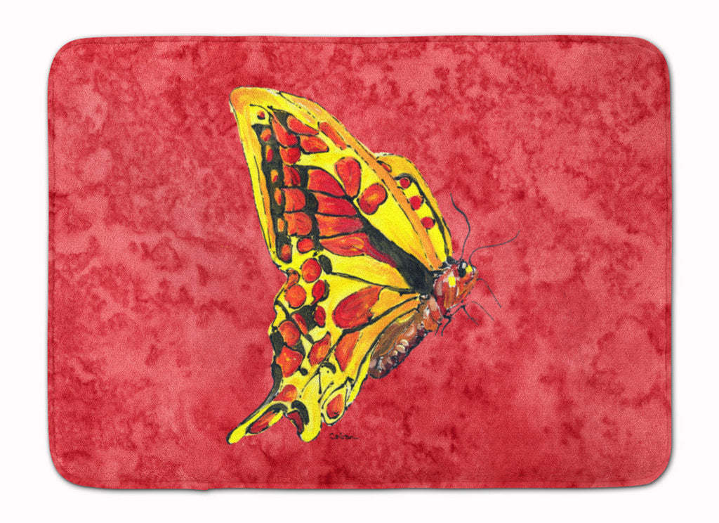 Butterfly on Red Memory Foam Kitchen Mat Machine Washable Anti-Fatigue Cushion Comfort Bath or Kitchen Rug