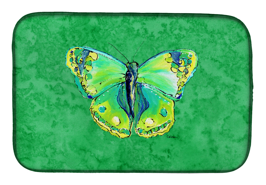 Butterfly Green on Green Dish Drying Mat Absorbent Dish Drying Mat Pad for Kitchen Counter Dish Drainer Mat for Countertop, 14 x 21", Multicolor
